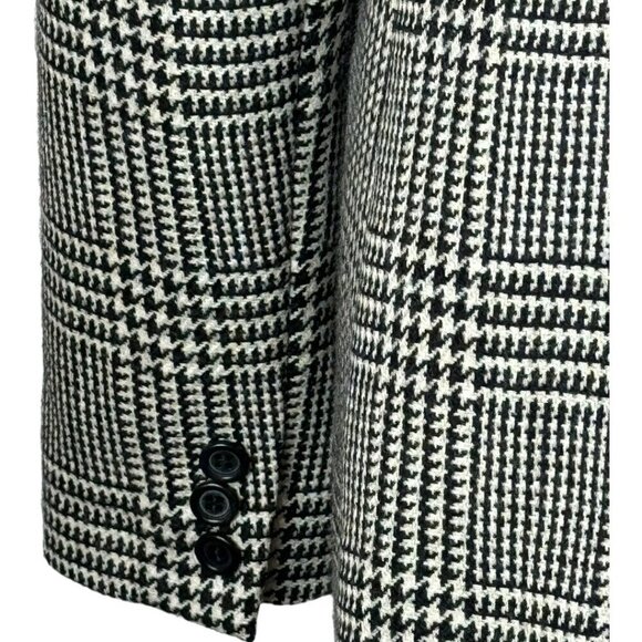 Ann Taylor Blazer Women 6 Black White Plaid Wool Single Breasted 4 Button Close - Picture 7 of 11